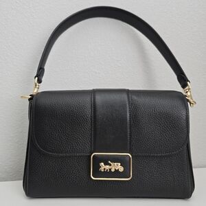 Coach Grace Black Pebbled Leather Shoulder Bag